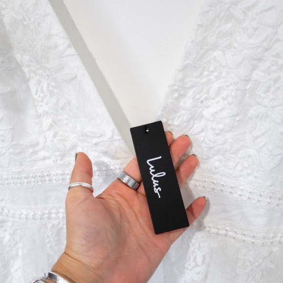 Lulus Elegant Approach White Embroidered Flutter Sleeve Midi Dress - Picture 7 of 10